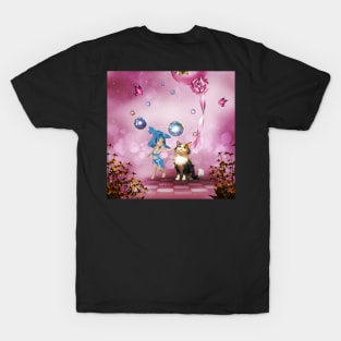 Sweet fairy is playing  with cute cat T-Shirt